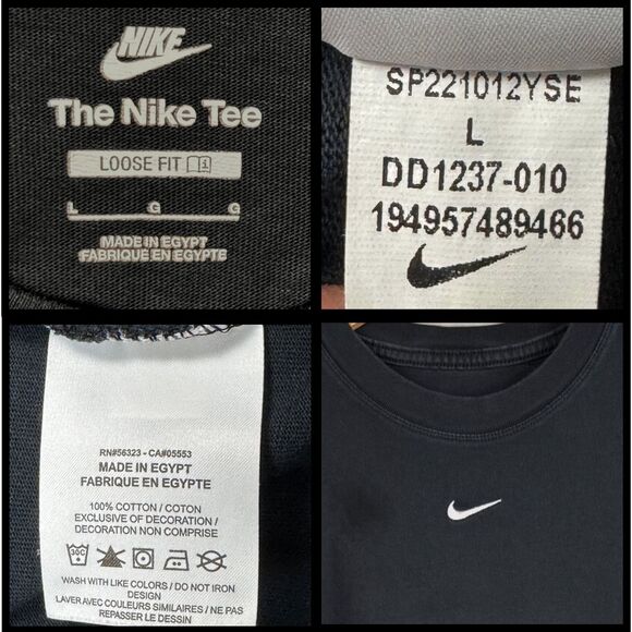 Nike Shirt Womens Crop Center Swoosh Relaxed Boxy‎ Loose Fading Large Black Y2K - Picture 8 of 8